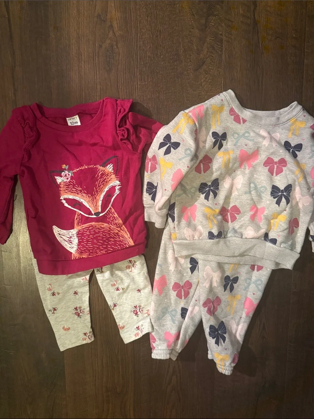 Carter's Girls Fox Graphic Set and Bow Print Sweatshirt Set